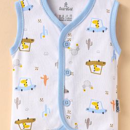 Child World Interlock Knit Sleeveless Jhablas With Vehicle Print - Sky Blue-image-43