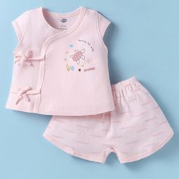 Zero Interlock Knit Half Sleeves Shorts Nightsuit with Turtle Print - Peach-image-68