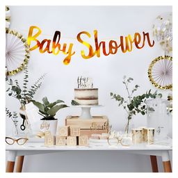 Funcart Metallic Baby Shower Letter Banner - Golden-image-13