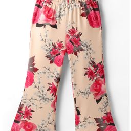 CrayonFlakes Knit Floral Printed Flared Leggings - Pink-picture-19