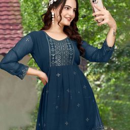 KRULRIN Women Ethnic Embroidered V- Neck Tunic-image-29