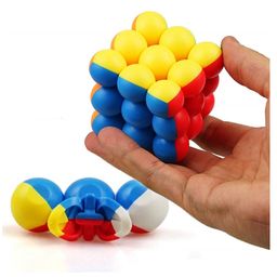 Enorme High Speed Smooth Stickerless Neon Black Cube and 3x3x3 Round Bubble Magic Cube - Multicolor image 2