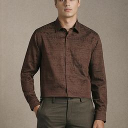 Louis Philippe Ethnic Motifs Printed Spread Collar Pure Cotton Shirt-picture-32