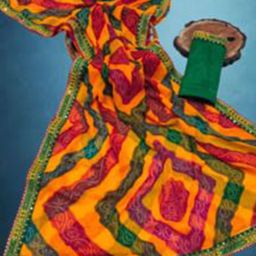 MIYANIFAB Leheriya Printed Saree-image-13