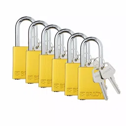 BRADY Padlock with 6 Keys Aluminum Yellow, 793EF4-picture-10
