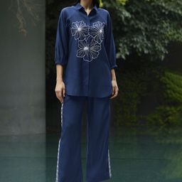 Anouk Embroidered Shirt Collar Top With Trouser-image-67