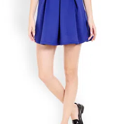 Globus Blue Solid Flared Skirt-picture-36