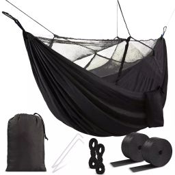 ORILEY Camping Hammock with Mosquito Net & Carabiner 200-300 Kg Load Capacity Black-16