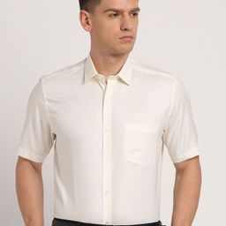 Turtle Men Standard Slim Fit Textured Spread Collar Cotton Formal Shirt-image-16