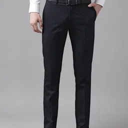 Blackberrys Men Self-Checked B-95 Slim Fit Formal Trousers-image-66