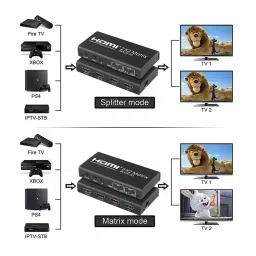mak world MakWorld 4K@30Hz HDMI Matrix Switch 2 in 2 Out HDMI Switch Splitter Amplifier with IR Remote Control image 4
