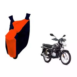 Auto Pearl Waterproof Two Wheeler Cover For Bajaj Platina (Orange & Blue)-image-97