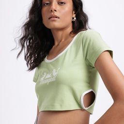 glitchez Cut-Out Printed Scoop Neck Crop Top-image-79
