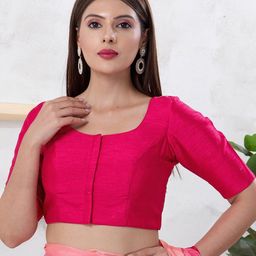 VAMAS - THE DESIGNER BLOUSES Silk Round Neck Padded Saree Blouse-picture-45