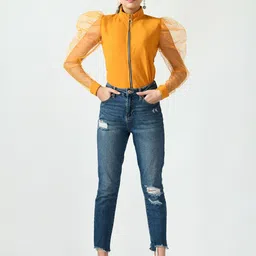 Brainbees Ribbed High Neck Puff Sleeve Shirt Style Top-image-34