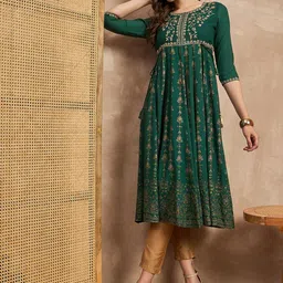 all about you Women Ethnic Motifs Printed Floral Anarkali Kurta-picture-37