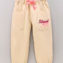 Vitamins Ankle Length Track Pants Placement Print Solid- Beige-image-43