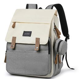 House of Quirk Baby Diaper Bag With Pacifier Case -Cream and Grey-23