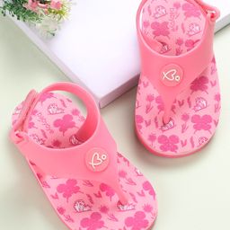 Babyoye Flip Flops with Velcro Closure Butterfly Print - Pink-image-35