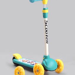 Baby Spyder Foldable Kids Kick Scooter with LED Wheels Wide Standing Deck & 3 Level Adjustable Handlebar - Green-0