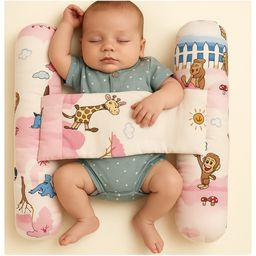 NeonateCare Unisex Infant Toddler Baby Anti Rolling Bolster Pillow, Baby Sleep Positioner Pillow for Newborn (Jungle-Pink)(Color and design May vary)-image-68