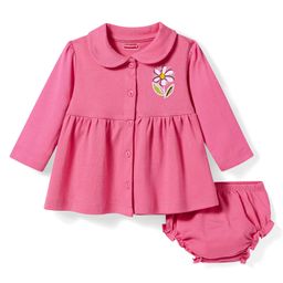 Babyhug Cotton Knit Full Sleeves Floral Printed Frock With Bloomer - Dark Pink-image-99
