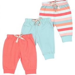 Mi Arcus 100% Cotton Pack Of 3 Striped & Solid Pajamas - Multi Colour-image-96