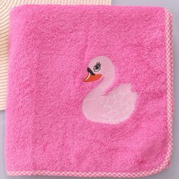 Babyhug Cotton Terry Woven Bath Towel With Duck Embroidery L 98 x B 48 cm - Pink-image-57