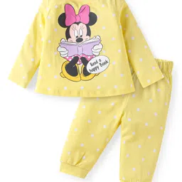 Babyhug Disney Single Jersey Knit Full Sleeves Night Suit with Minnie Mouse Graphics - Yellow-picture-37