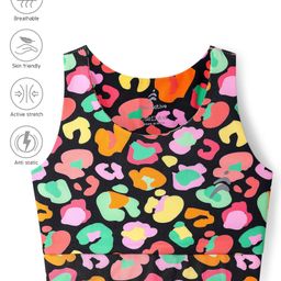 Pine Active Knit Sleeveless Sports Bra with Abstract Print - Black-picture-41