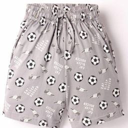 CUCU FUN Sinker Knit Above Knee Length Shorts with Soccer Theme Print - Light Grey-image-20
