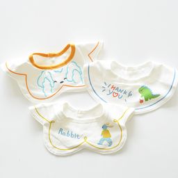 Little Surprise Box Premium Bib with adjustable snap button Closure Wide Shoulder Dino Print Pack Of 3 - White-picture-4