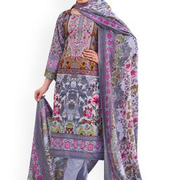 DRAVINAM Trends Embroidered Pure Cotton Unstitched Dress Material-image-18
