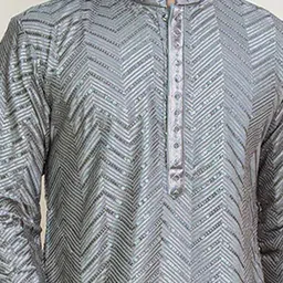 KUNDALI KAKSHAY Men Embroidered Regular Sequinned Kurta with Pyjamas image 4