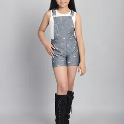 Baawri Girls Printed Cotton Dungarees-image-24