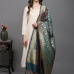 Exotic India Floral Woven Design Dupatta With Zari-image-67