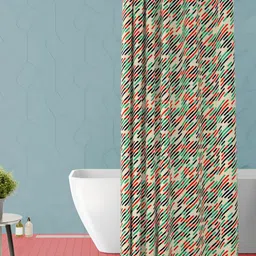ArtzFolio Beige & Green Printed Waterproof Shower Curtain-picture-6