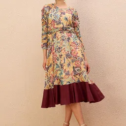 Antheaa Floral Print Fit & Flare Midi Dress-picture-43