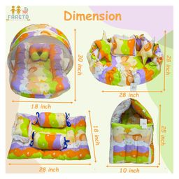 Fareto Combo of Baby Bed with Net Sleeping Bag 4 Pcs Bedding Set Nest set,Orange image 3