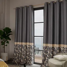 Stoa Paris Versailles Grey & Beige Set of 2 Ethnic Motifs Door Curtains-image-43