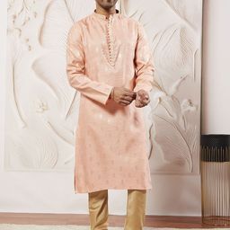 VASTRAMAY Men Ethnic Motifs Regular Kantha Work Kurta with Churidar-picture-38