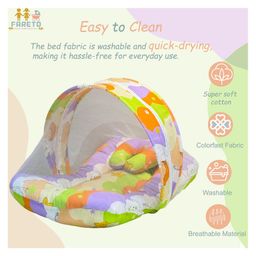 Fareto Combo of Baby Bed with Net Sleeping Bag 4 Pcs Bedding Set Nest set,Orange image 4