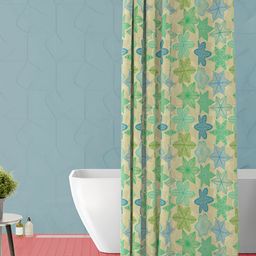 ArtzFolio Green & Blue Printed Waterproof Shower Curtain-image-94