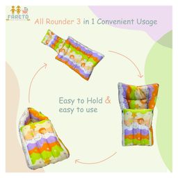 Fareto Combo of Baby Bed with Net Sleeping Bag 4 Pcs Bedding Set Nest set,Orange image 5