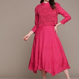 Ritu Kumar A-Line Midi Dress wth Macrame Top-52