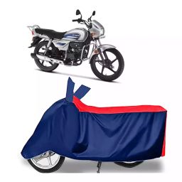 Auto Pearl Polyester Two Wheeler Cover for Hero Splendor Plus (Red Blue)-image-67