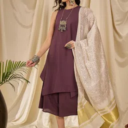 InWeave Women Regular Kurta with Palazzos & With Dupatta-13