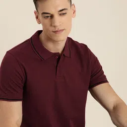 encore by INVICTUS Men Maroon Solid Polo Collar T-shirt-picture-41
