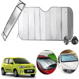 Auto Pearl F167 Dashboard Sun Shade Cover with Suction Cup for Fiat Uno (Silver)-15
