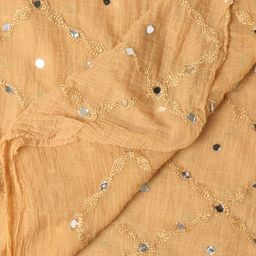 Dupatta Bazaar Beige & White Ethnic Motifs Embroidered Dupatta with Mirror Work image 4